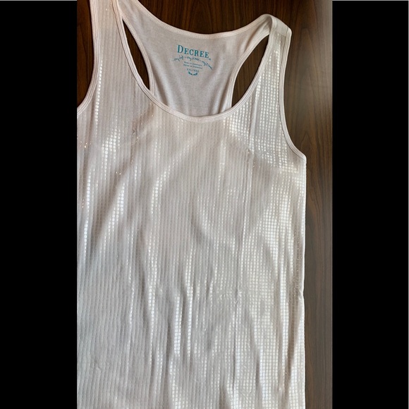 Decree Tops - White Sequin Tank Top Size 2X NW0T